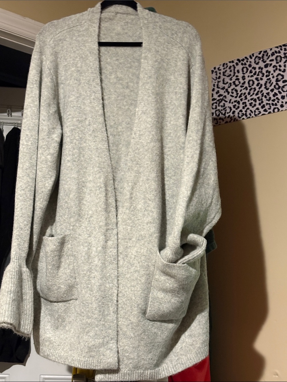 Cozy Light Gray Open-Front Women’s Cardigan Sweater
